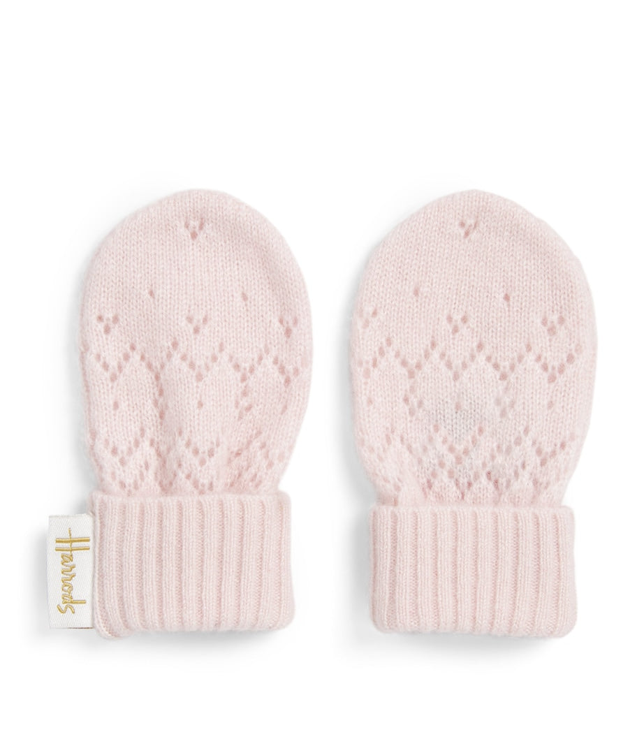 Harrods cashmere mittens with pointelle detailing, baby (British brand)