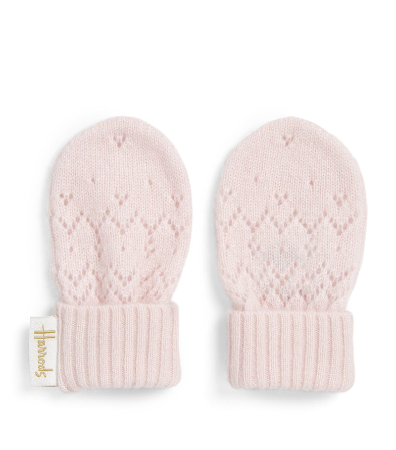 Harrods cashmere mittens with pointelle detailing, baby (British brand)