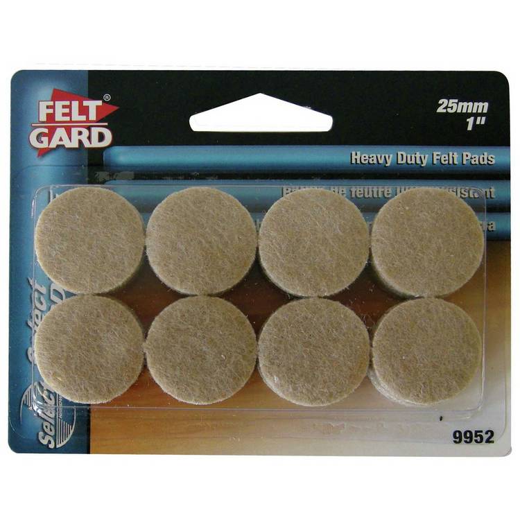 Felt Gard round protective pads 25mm 16 pack, imported from the UK