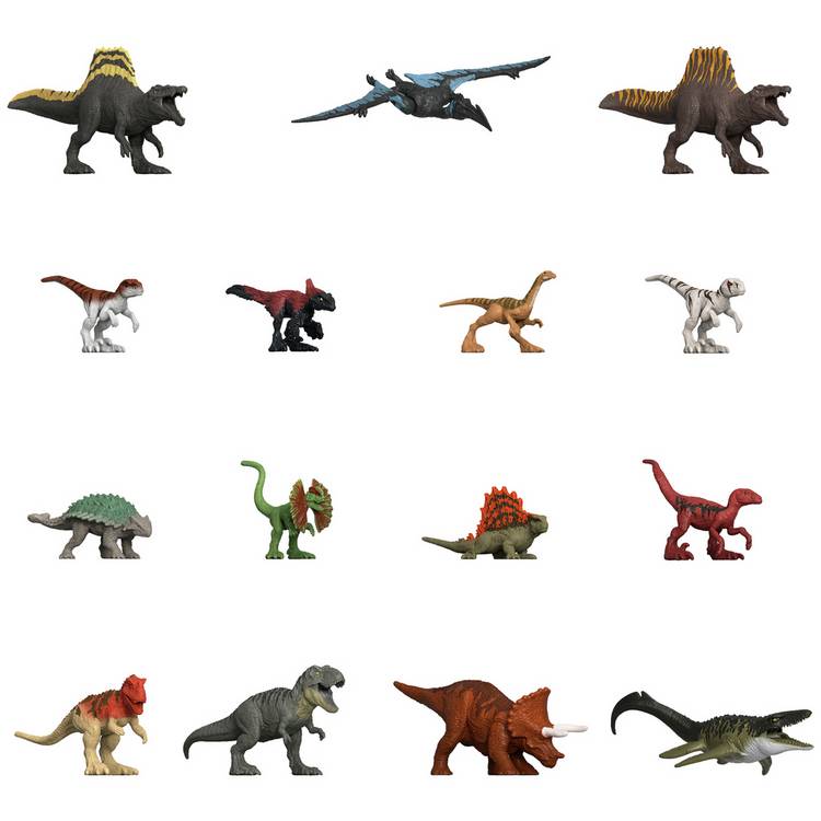 Mattel Jurassic World Rebirth Minis 15 dinosaur figures pack - British product