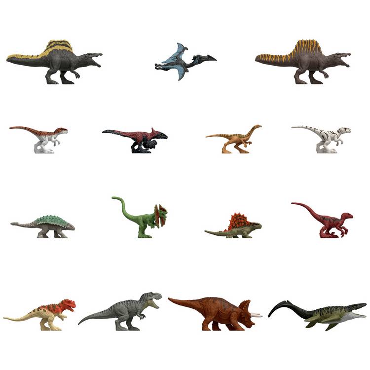 Mattel Jurassic World Rebirth Minis 15 dinosaur figures pack - British product