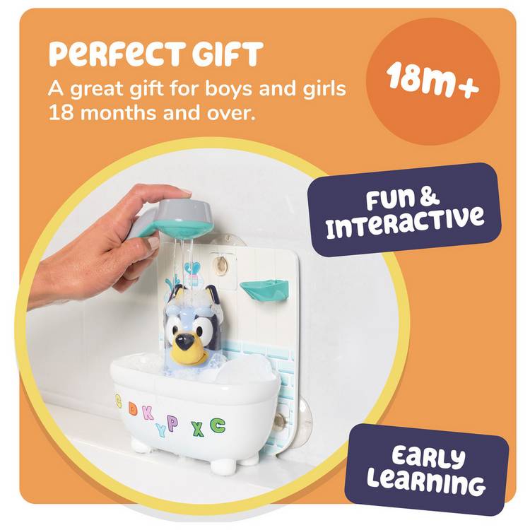 Tomy Bluey Shower and Scrub baby bath toy, UK version