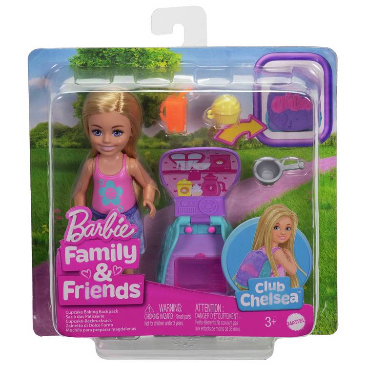 Barbie Chelsea baking backpack doll 16cm, UK version