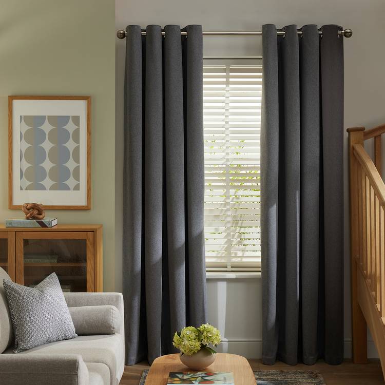 Habitat textured blackout curtains grey 117x137cm, imported from the UK