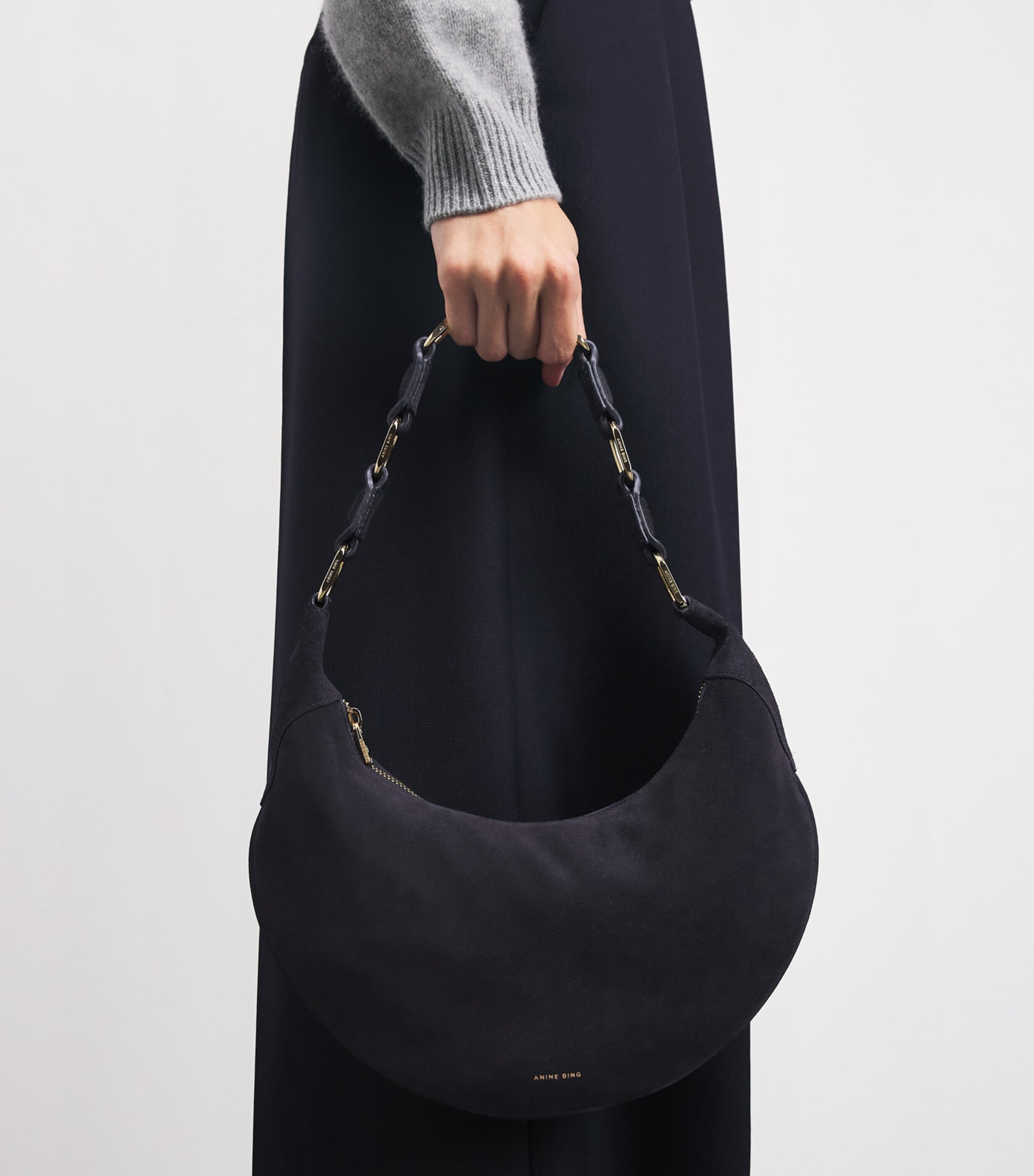 ANINE BING suede Kate shoulder bag imported from the UK