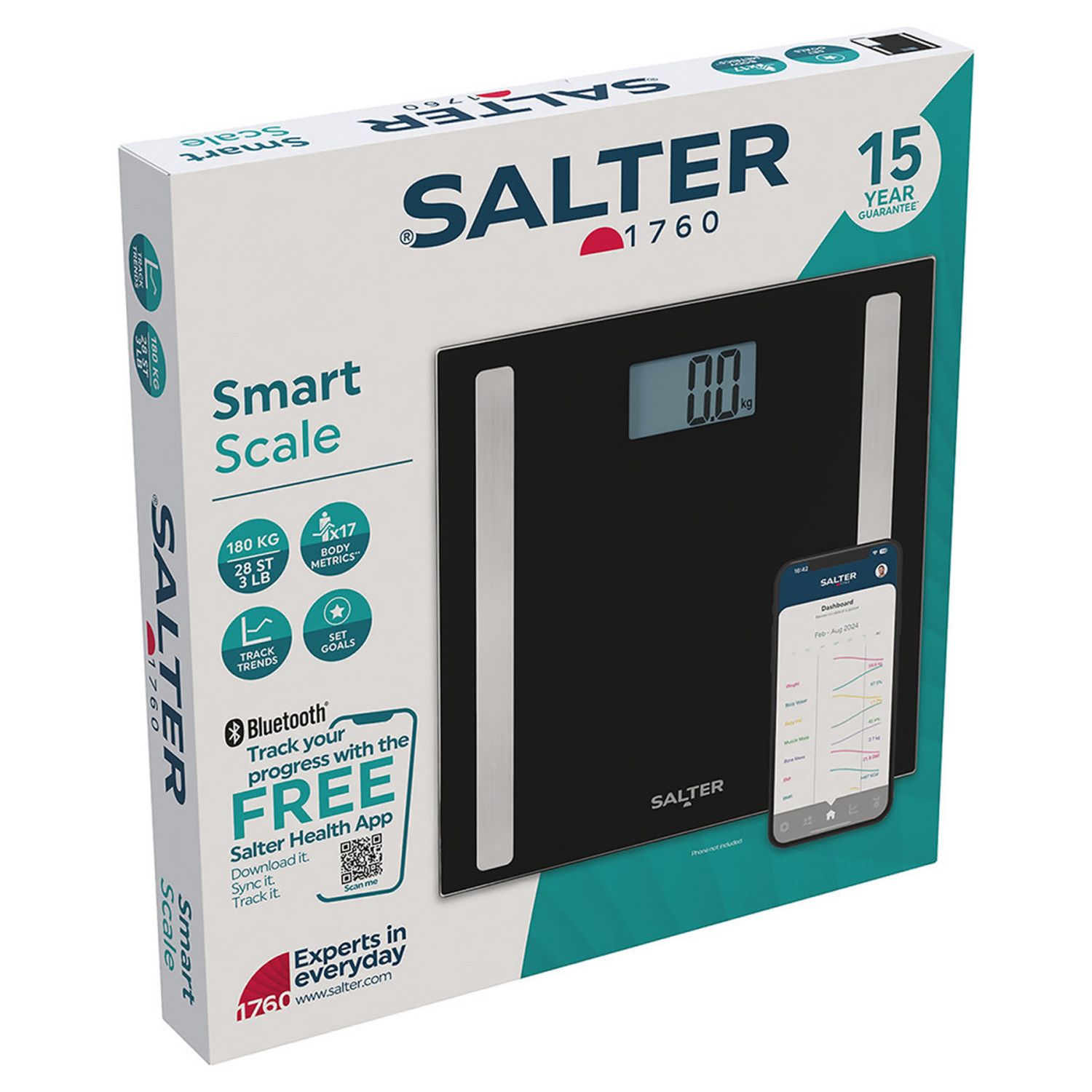 Salter smart bathroom scale black, imported from the UK