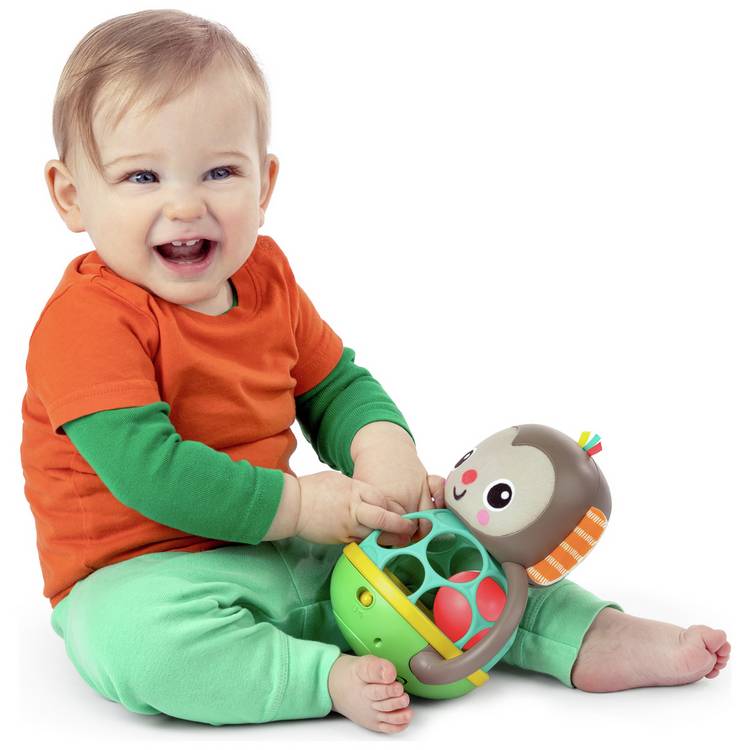 Bright Starts multi-sensory baby toy Grab And Giggle Monkey, imported from the UK
