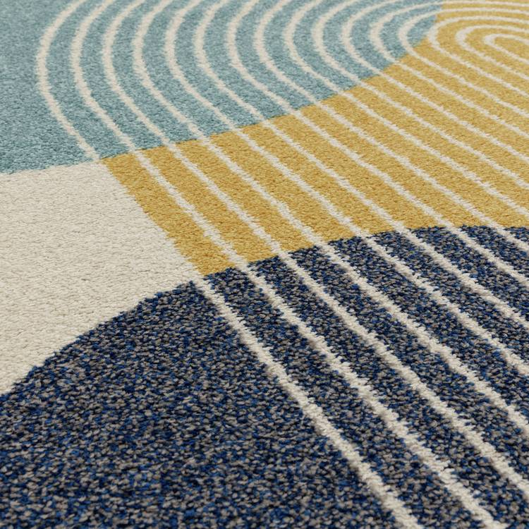 Asiatic Muse blue cut pile rug 80x150cm, imported from the UK