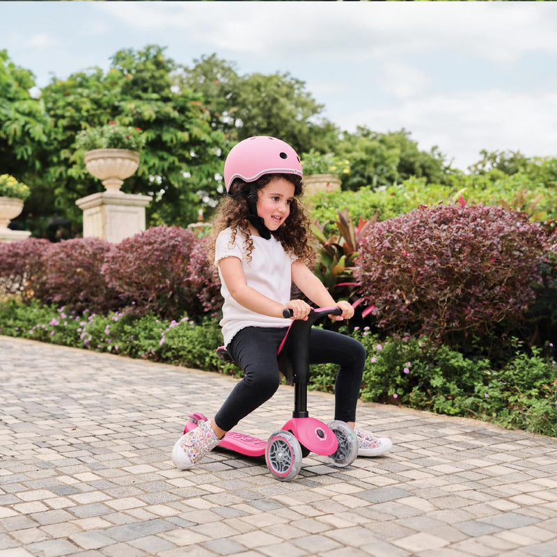 Globber Go Up Sporty Lights 360 deep pink scooter, imported from the UK