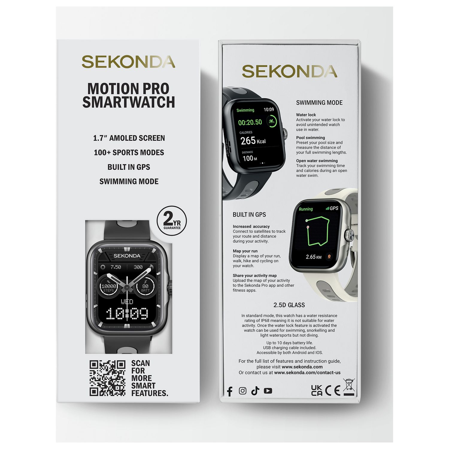 Sekonda Motion Pro smartwatch black silicone strap, imported from the UK