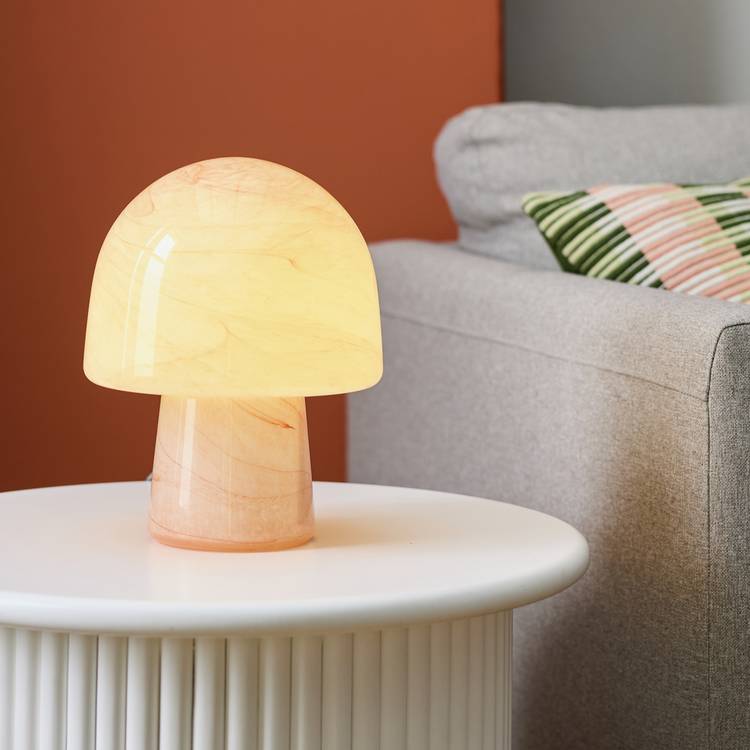 Habitat alabaster glass mushroom table lamp in peach (British brand)