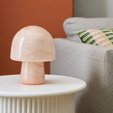 Habitat alabaster glass mushroom table lamp in peach (British brand)
