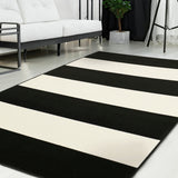 Homemaker bold stripe black cut pile rug 160x120cm - British product