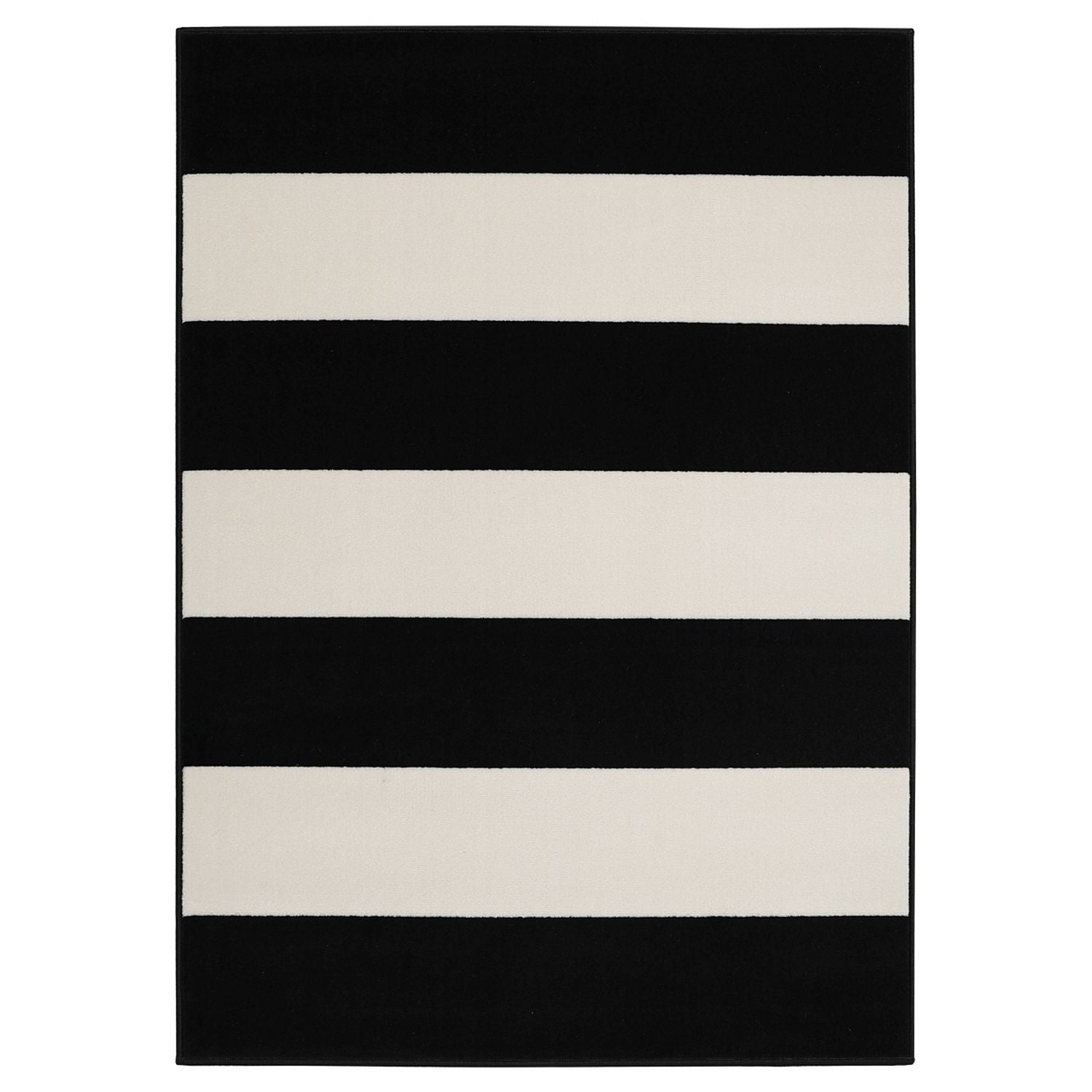 Homemaker bold stripe black cut pile rug 160x120cm - British product