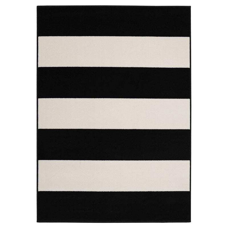 Homemaker bold stripe black cut pile rug 160x120cm - British product
