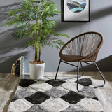 Origins 3D geometric grey shaggy rug 120x170cm (British brand)