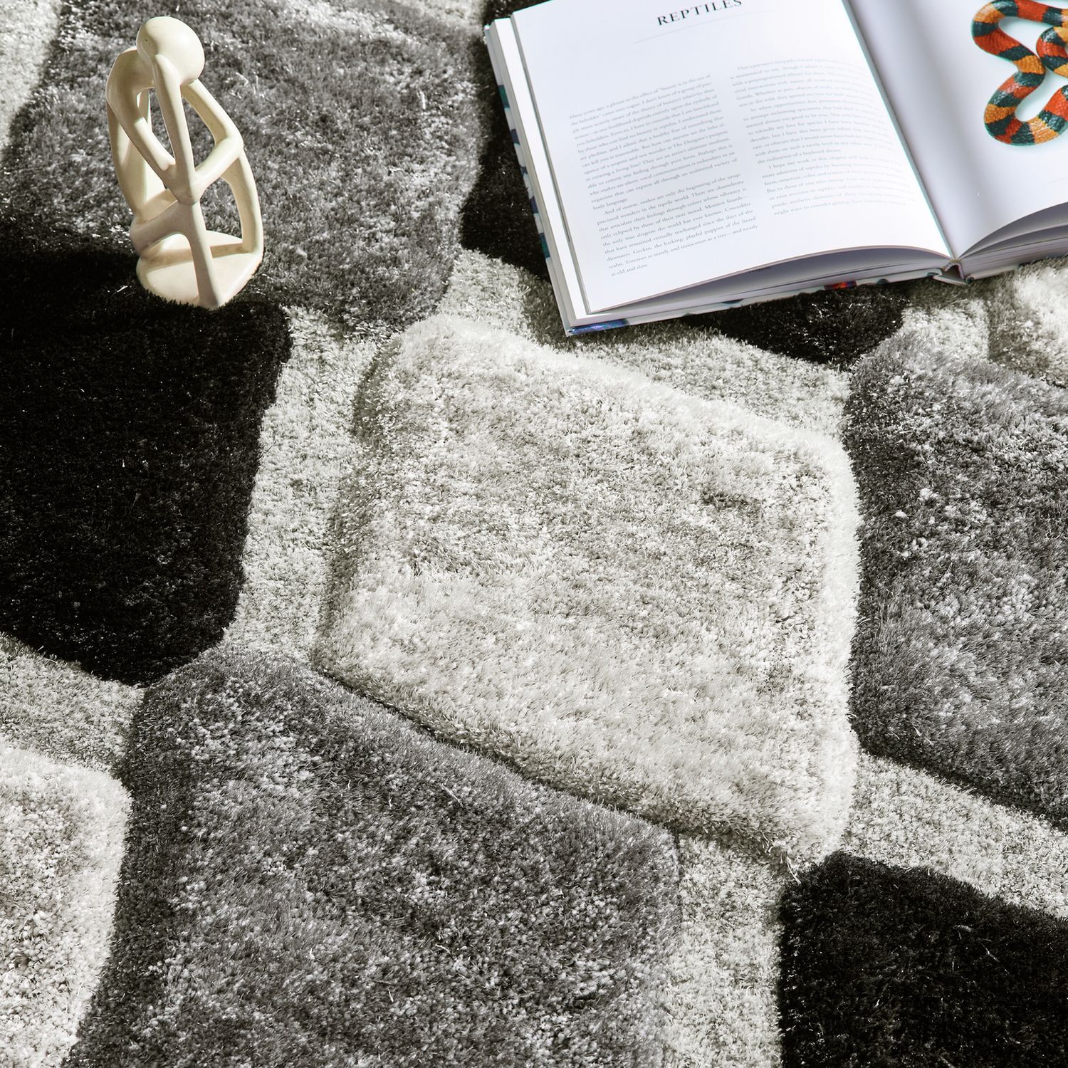 Origins 3D Geometric Grey  Rug - 160x230cm