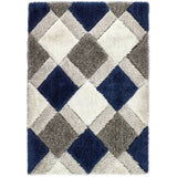 Origins 3D geometric navy shaggy rug 120x170cm, imported from the UK