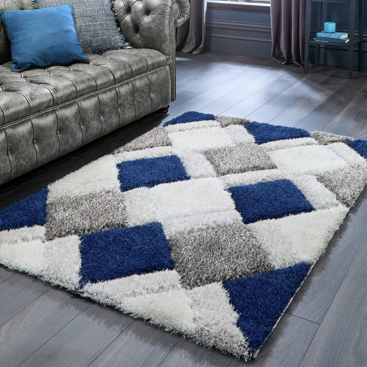 Origins 3D Geometric Navy  Rug - 160x230cm