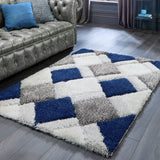 Origins 3D Geometric Navy  Rug - 160x230cm