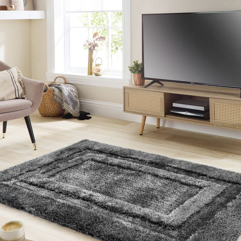 Origins Frame Charcoal  Rug - 160x230cm