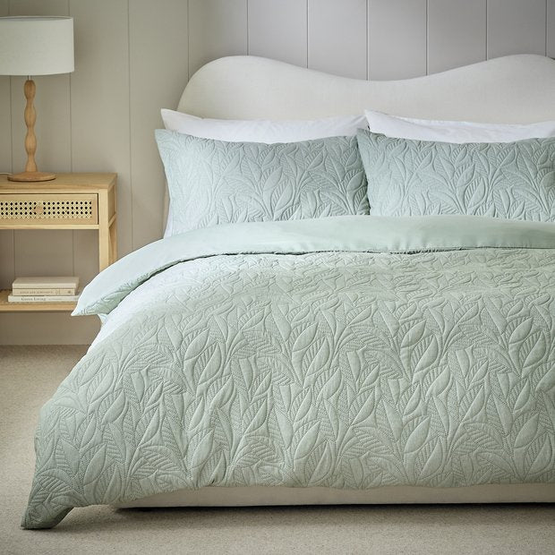 Habitat leaf pinsonic green bedding set single (British brand)