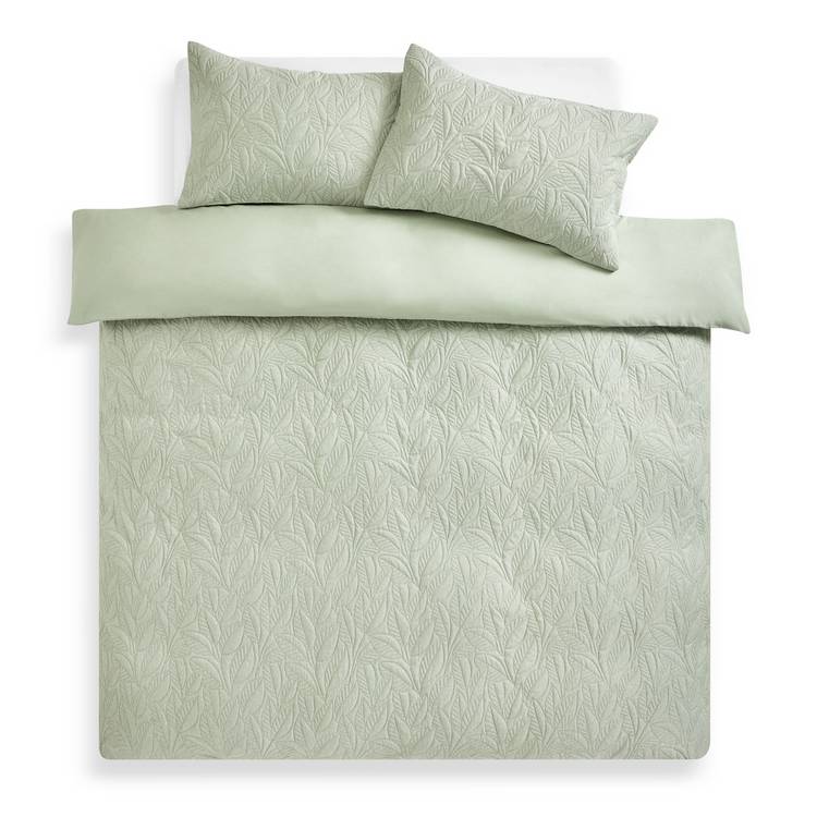 Habitat leaf pinsonic green bedding set single (British brand)