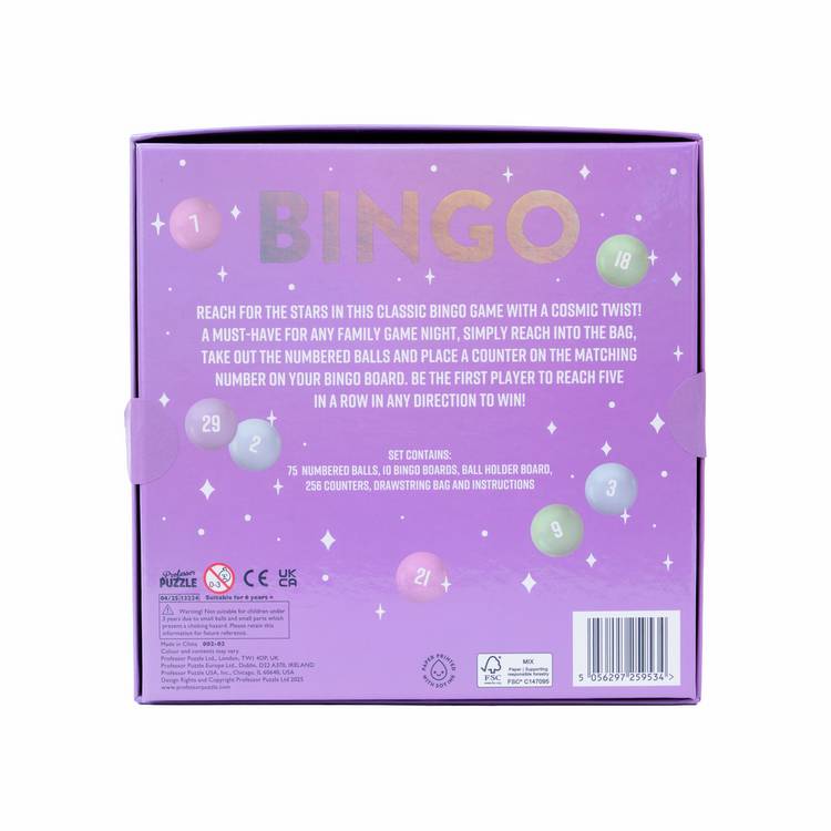 Professor Puzzle Classic Bingo Game, space theme, imported from the UK