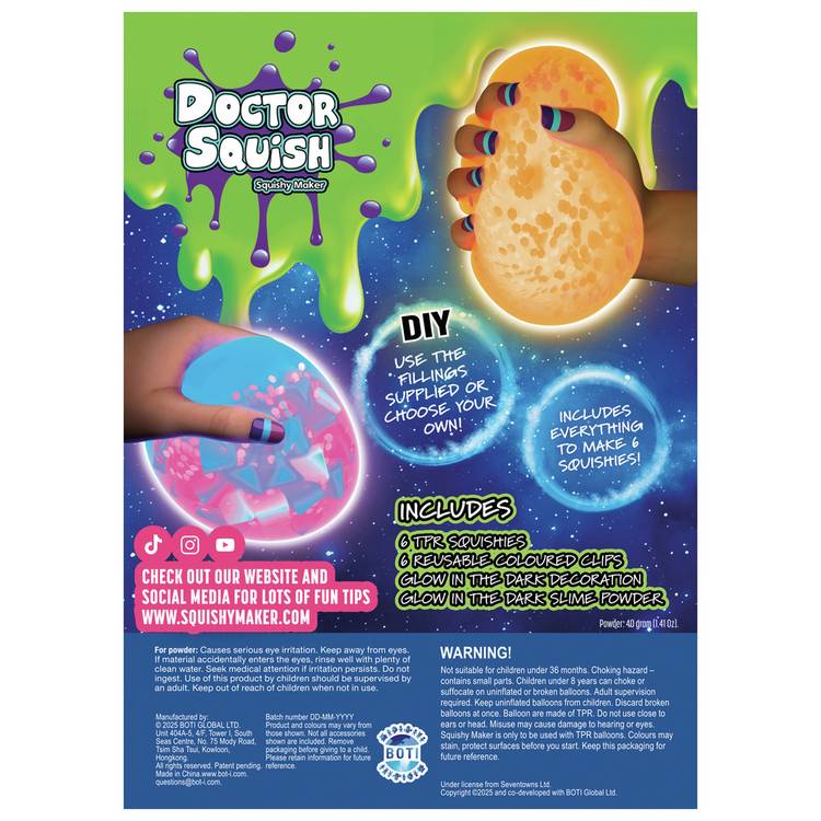 Doctor Squish Refill Glow It glow in the dark squishy kit, UK version