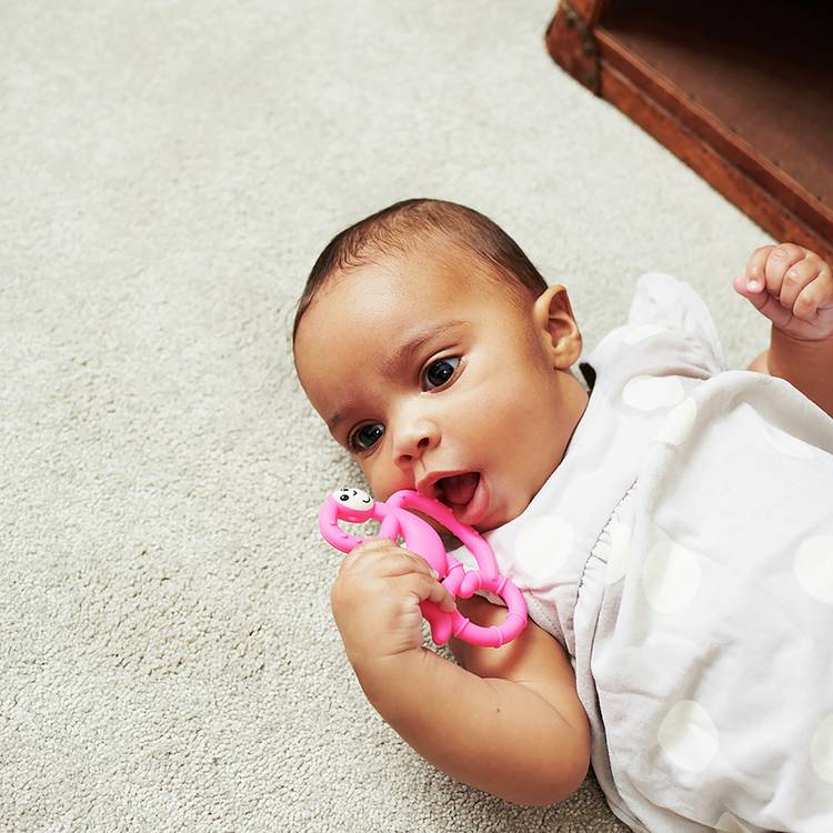 Matchstick Monkey Mini Monkey Teether Pink - British product