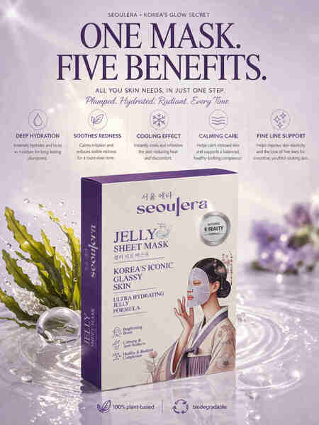 Seoulera Glow Mask hydrating sheet mask 5 pack, imported from the UK