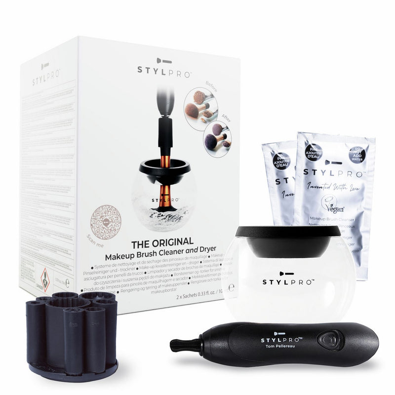STYLPRO make-up brush cleaner set with collars, UK version