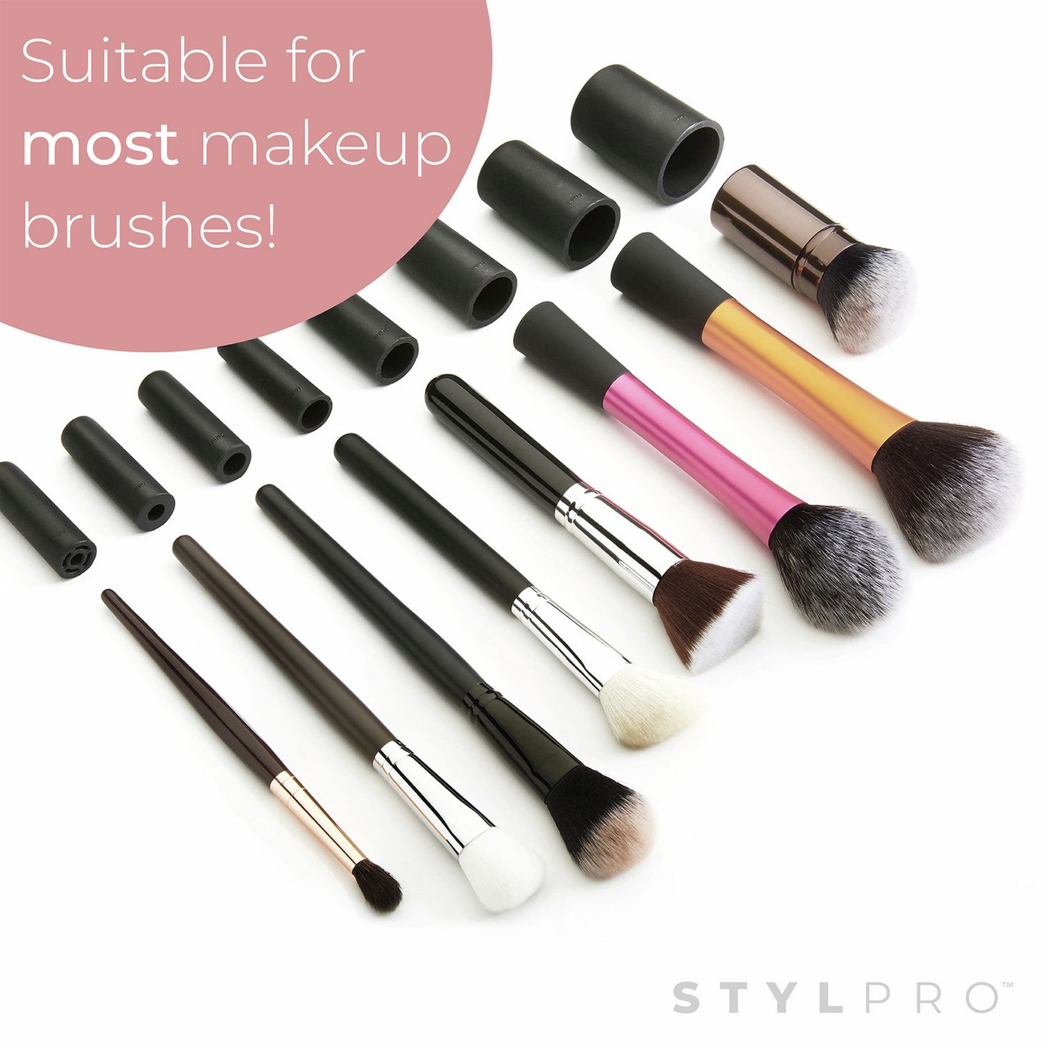 STYLPRO make-up brush cleaner set with collars, UK version
