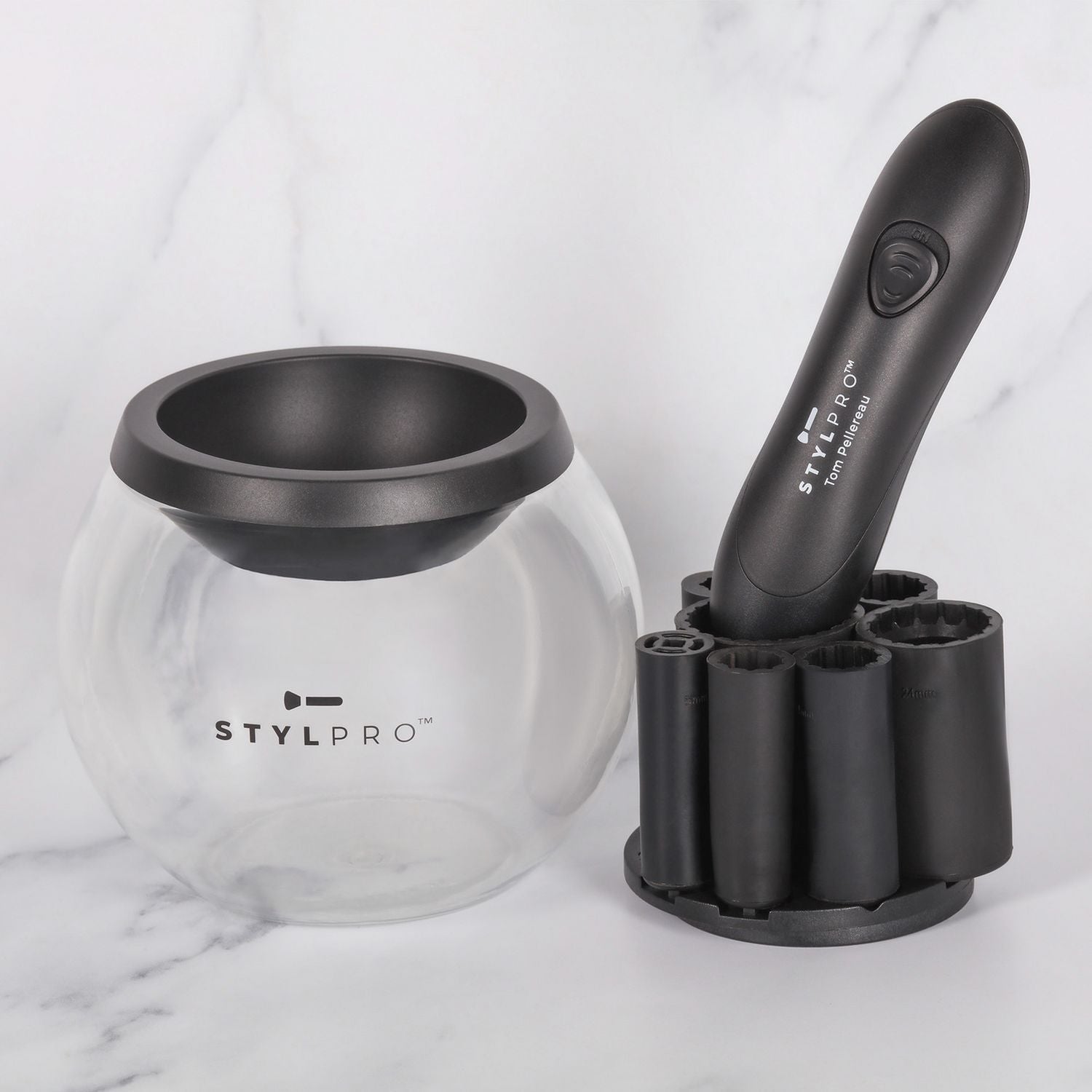 STYLPRO make-up brush cleaner set with collars, UK version