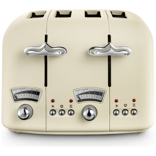 De'Longhi Argento Flora 4-slice toaster in beige (British brand)