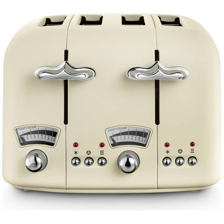 De'Longhi Argento Flora 4-slice toaster in beige (British brand)