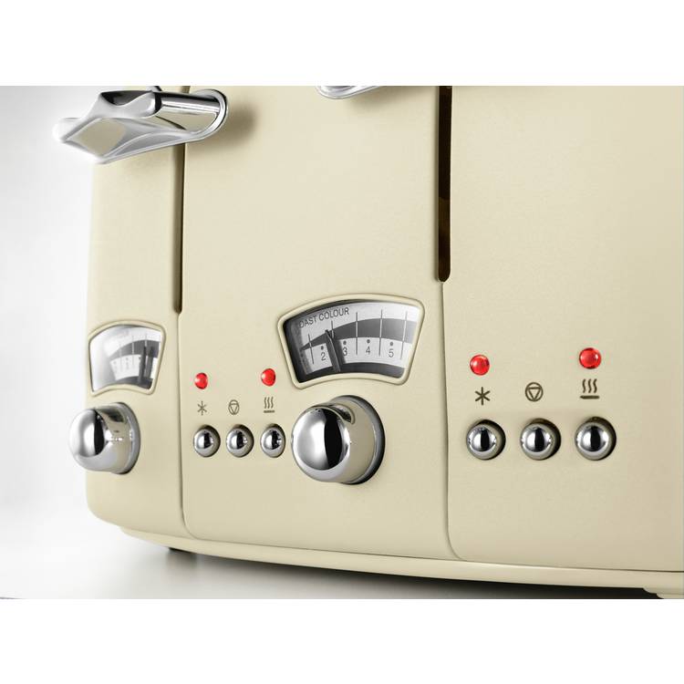De'Longhi Argento Flora 4-slice toaster in beige (British brand)