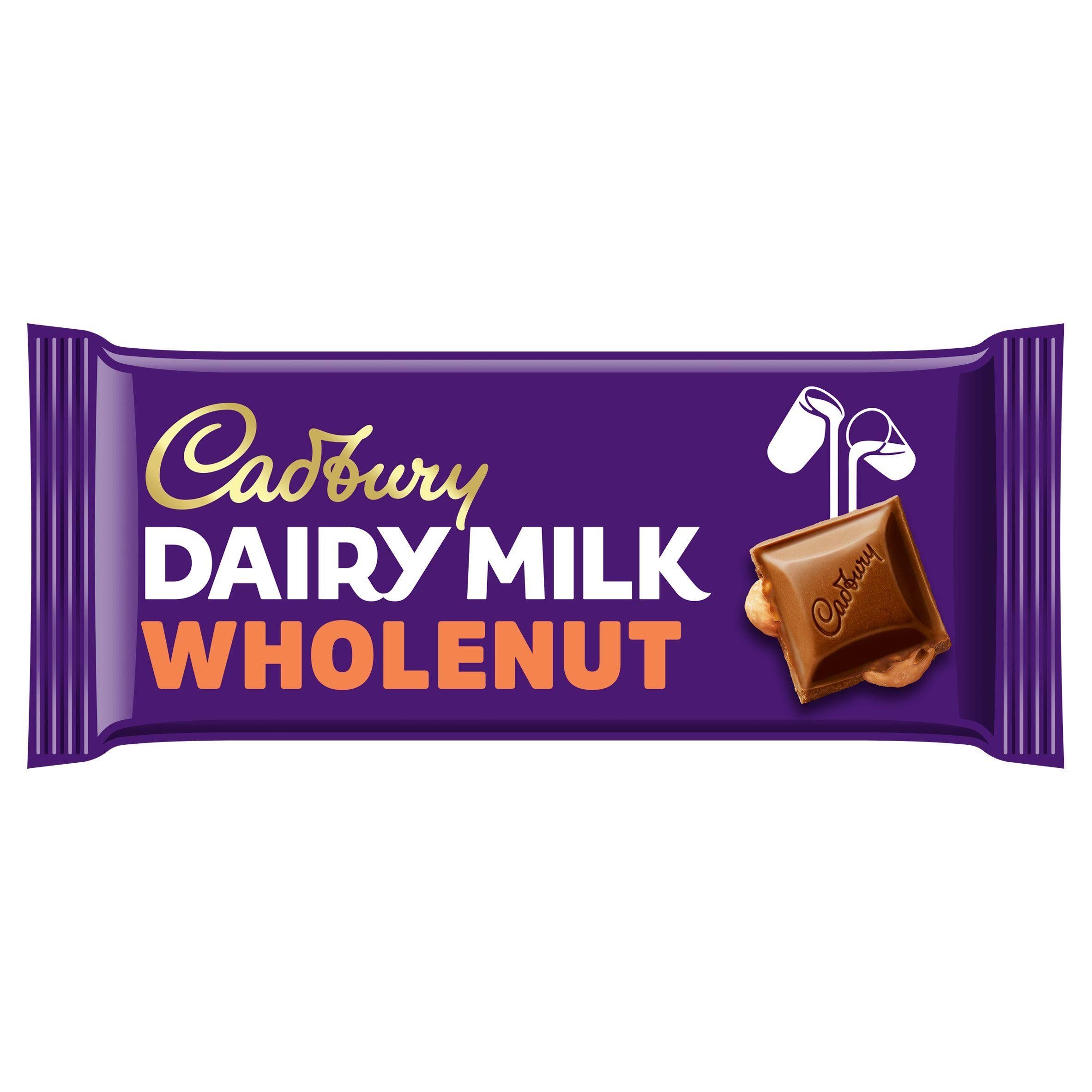 Cadbury Dairy Milk Whole Nut Chocolate Bar 120g Block chocolate bars Sainsburys   