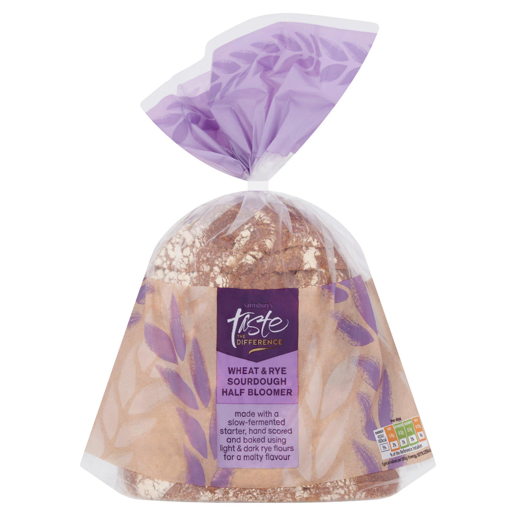 Sainsbury's Wheat & Rye Sourdough Half Bloomer Bread, Taste the Difference 400g