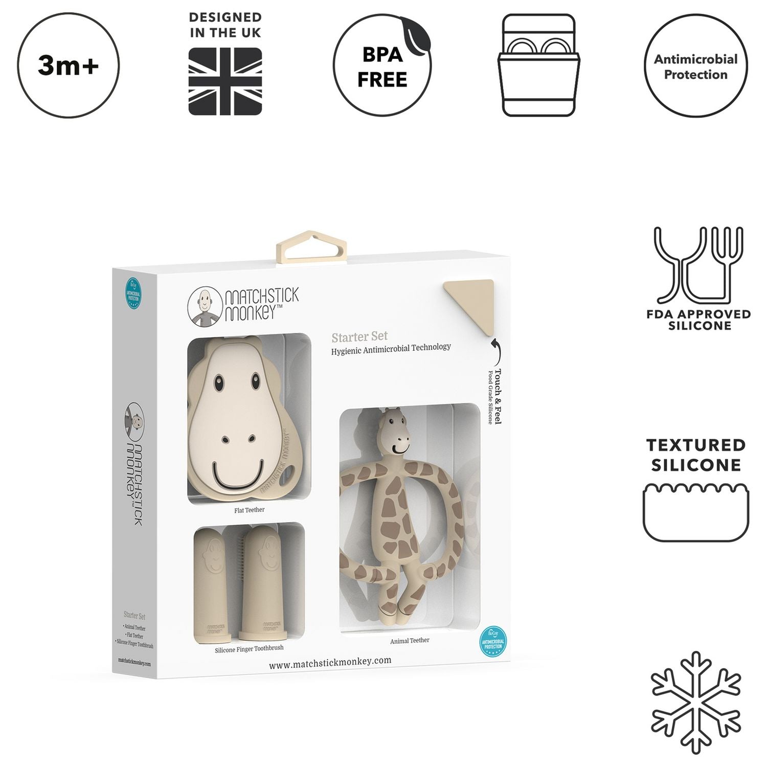 Matchstick Monkey giraffe teething set - British product