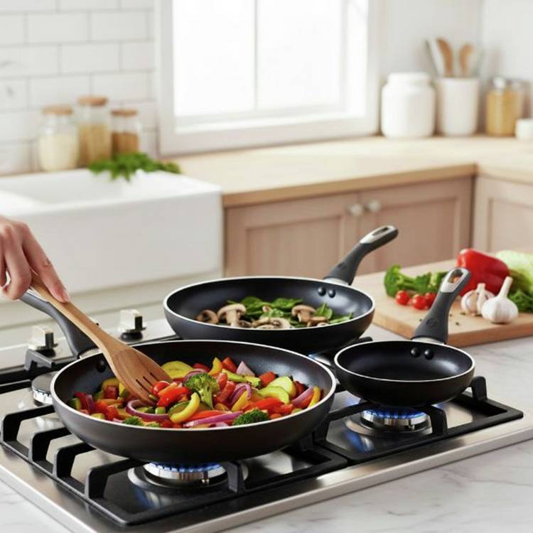 MasterChef non-stick aluminium frying pan set 20-28cm - British product