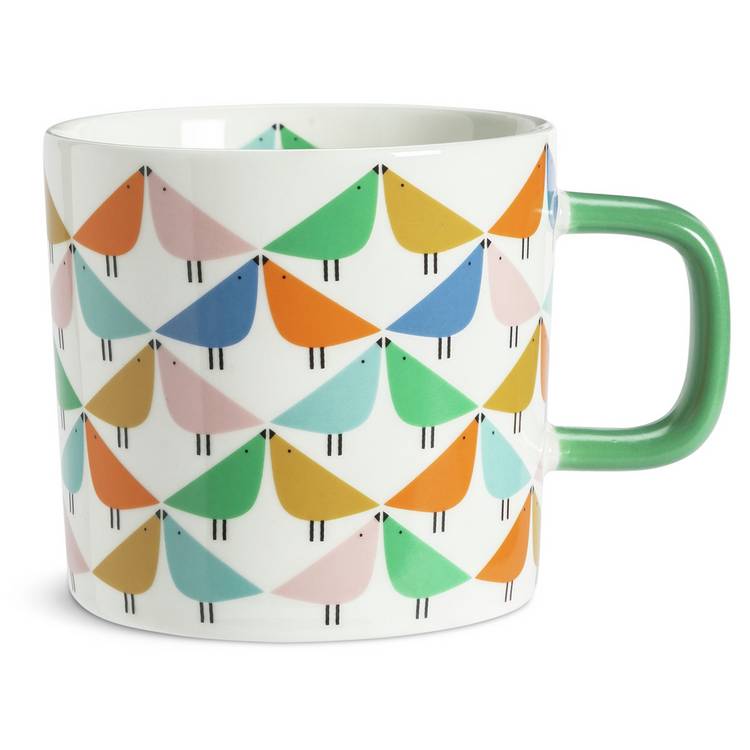 Habitat x Scion Lintu stoneware mug set 4 white mugs, UK version