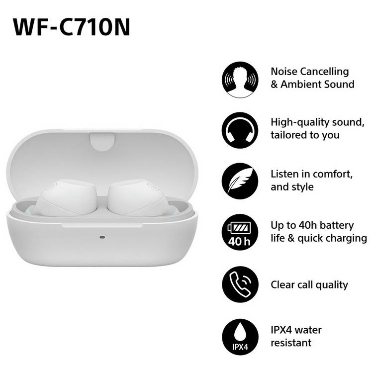 Sony WF-C710N wireless earbuds white, imported from the UK