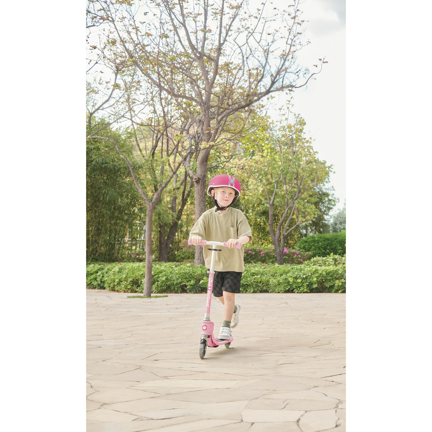Globber Flow pastel pink scooter, imported from the UK
