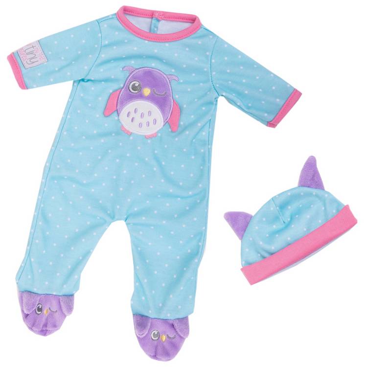 Tiny Treasures night owl doll sleepsuit for 36cm dolls, imported from the UK