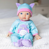 Tiny Treasures night owl doll sleepsuit for 36cm dolls, imported from the UK