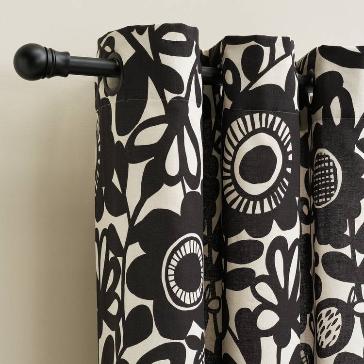 Habitat x Scion eyelet curtains black white 117x137cm (British brand)