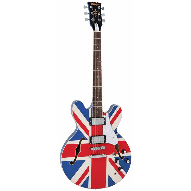 Vintage Union Jack semi-acoustic guitar full size, UK version
