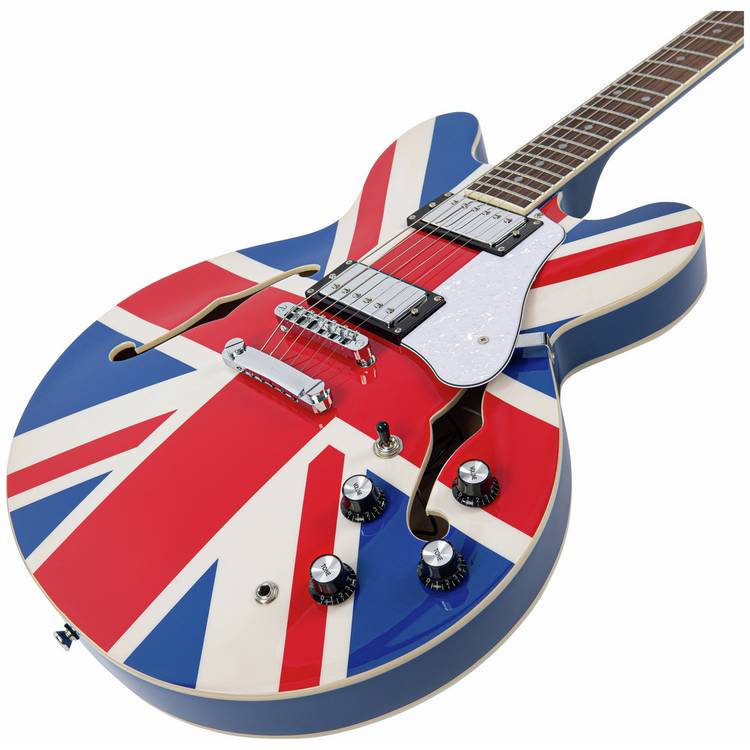 Vintage Union Jack semi-acoustic guitar full size, UK version