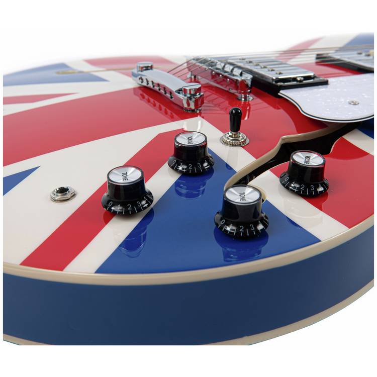 Vintage Union Jack semi-acoustic guitar full size, UK version
